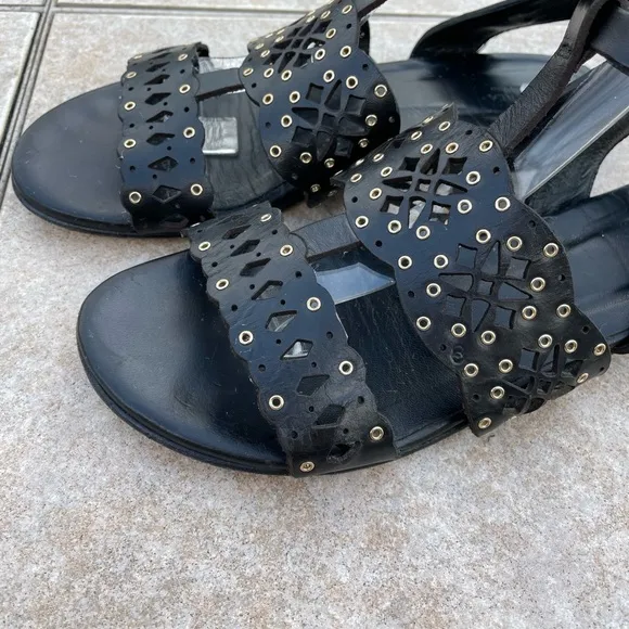 Furla Aurora Black Flat Sandals T-Strap