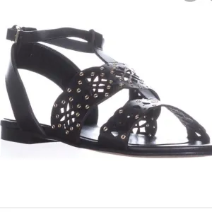 Furla Aurora Black Flat Sandals T-Strap