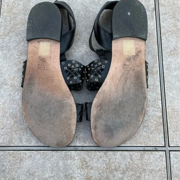 Furla Aurora Black Flat Sandals T-Strap