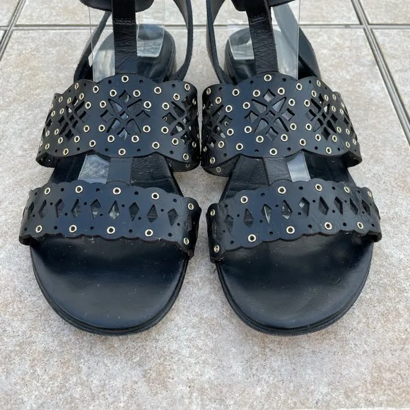 Furla Aurora Black Flat Sandals T-Strap