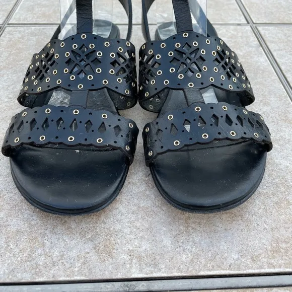 Furla Aurora Black Flat Sandals T-Strap
