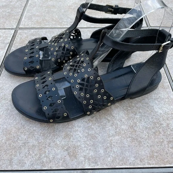 Furla Aurora Black Flat Sandals T-Strap
