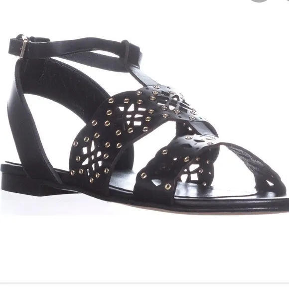 Furla Aurora Black Flat Sandals T-Strap