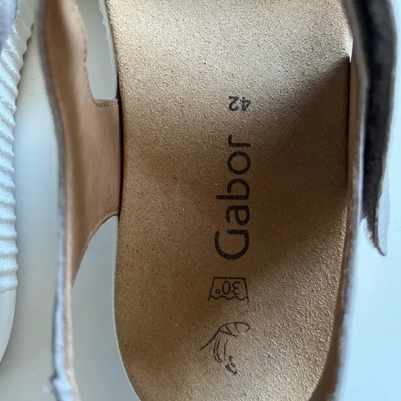Gabor Marigold Leather Wedge Taupe Sandals EU 42/US 10.5