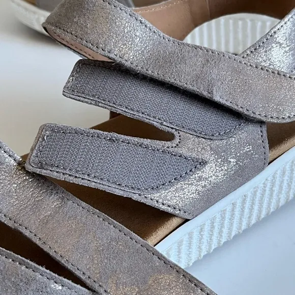 Gabor Marigold Leather Wedge Taupe Sandals EU 42/US 10.5