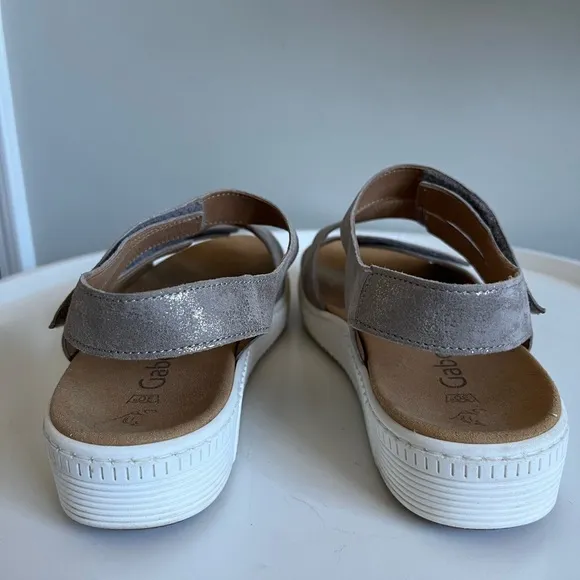 Gabor Marigold Leather Wedge Taupe Sandals EU 42/US 10.5