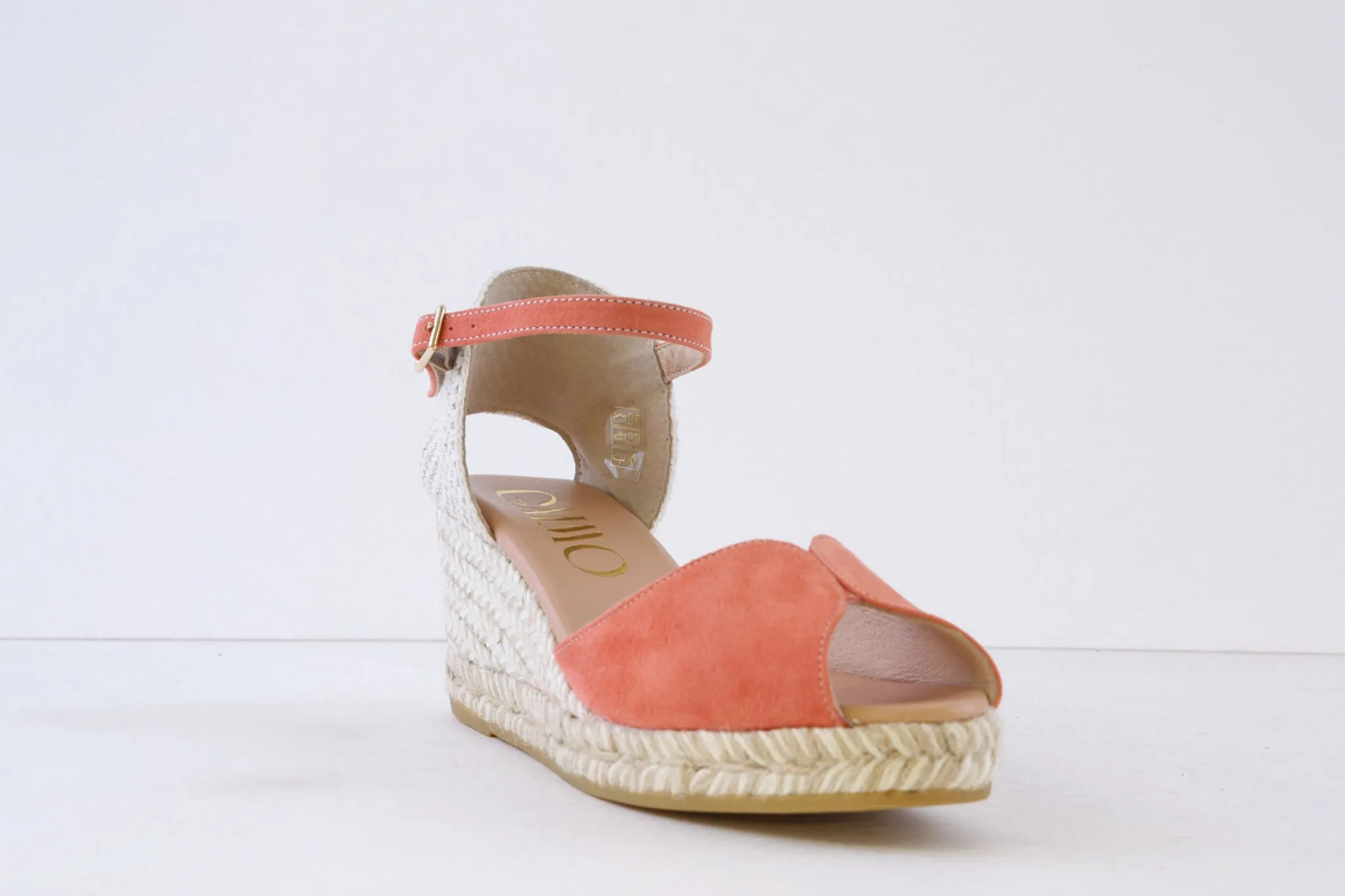 GAIMO - RONNY HIGH WEDGE PEEP-TOE SANDAL - PEACH