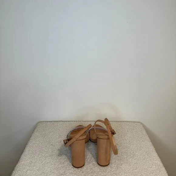 Geisy Suede Illusion Ankle Strap Block Heel Sandals