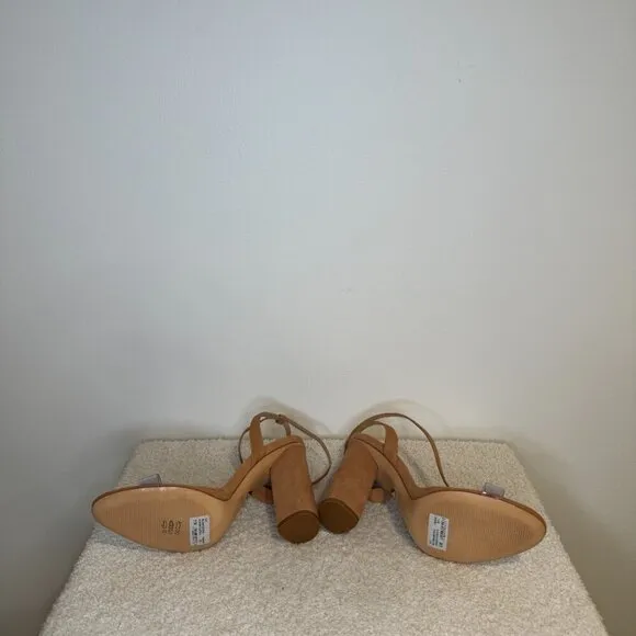 Geisy Suede Illusion Ankle Strap Block Heel Sandals