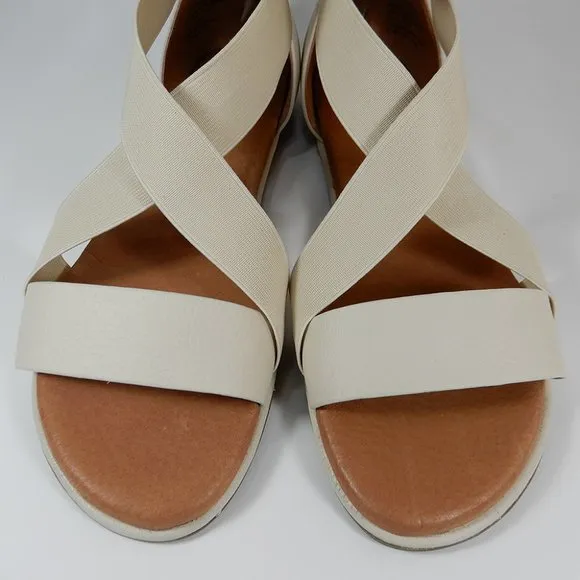 Gentle Souls Break Flat SANDALS Size 11 Elastic Stone Cream Ankle Strap NEW $170