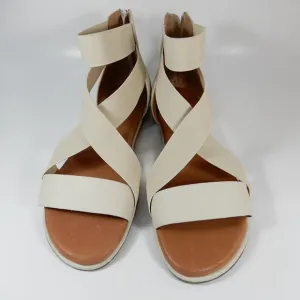 Gentle Souls Break Flat SANDALS Size 11 Elastic Stone Cream Ankle Strap NEW $170