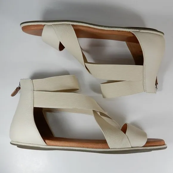 Gentle Souls Break Flat SANDALS Size 11 Elastic Stone Cream Ankle Strap NEW $170