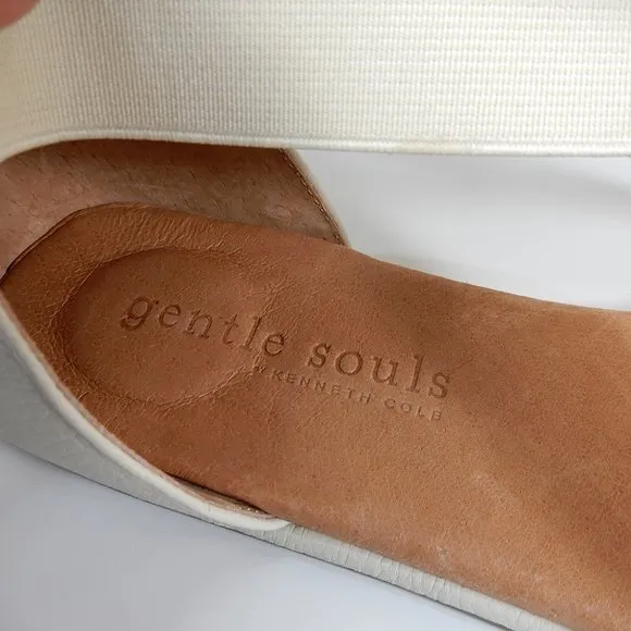 Gentle Souls Break Flat SANDALS Size 11 Elastic Stone Cream Ankle Strap NEW $170