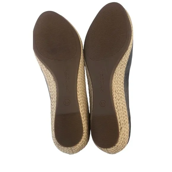 Gentle Souls Demi Alpargata Metallic Silver Wedge Espadrille Sandal Size 9.5