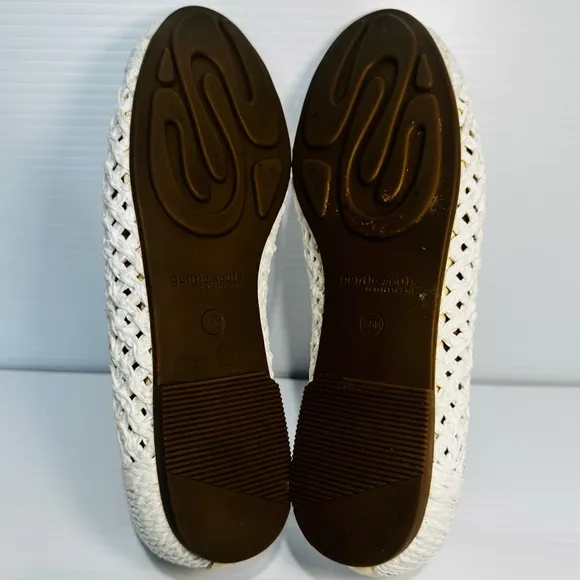 Gentle Souls Eugene White Weave Flats Size 7.5