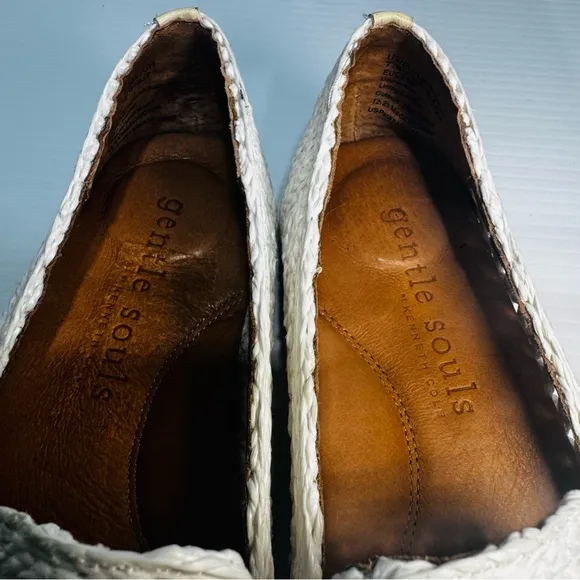 Gentle Souls Eugene White Weave Flats Size 7.5