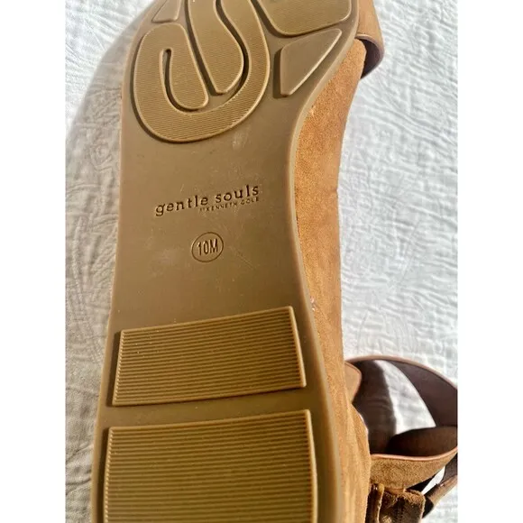 Gentle Souls | Leather Suede Sandals Gianna 2 Ankle Strap Wedge Women's Size 10