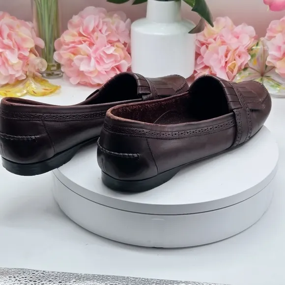 G.H Bass &amp; CO Brown Parker Leather Slip On Loafers Fringe