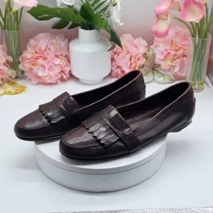 G.H Bass &amp; CO Brown Parker Leather Slip On Loafers Fringe