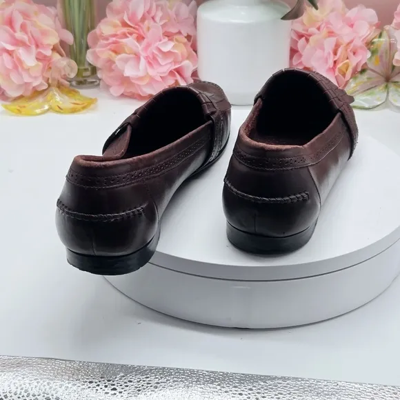G.H Bass &amp; CO Brown Parker Leather Slip On Loafers Fringe
