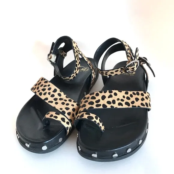 Gianni Bini Leopard Print Ankle Wrap Leather Sandals (8.5)
