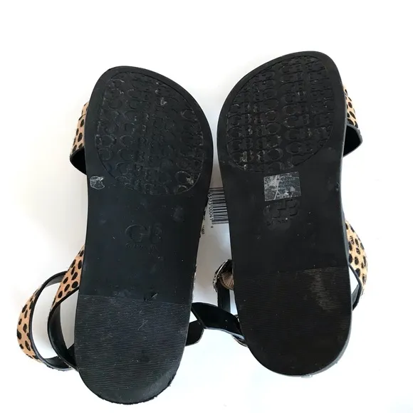 Gianni Bini Leopard Print Ankle Wrap Leather Sandals (8.5)