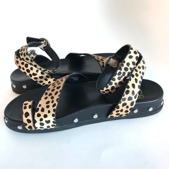 Gianni Bini Leopard Print Ankle Wrap Leather Sandals (8.5)