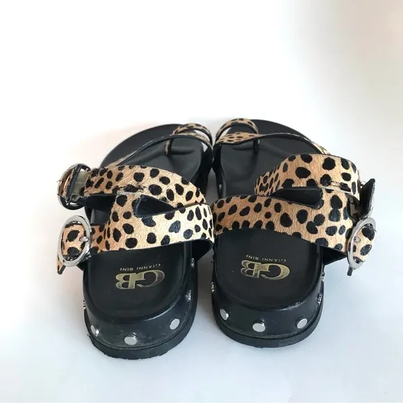 Gianni Bini Leopard Print Ankle Wrap Leather Sandals (8.5)