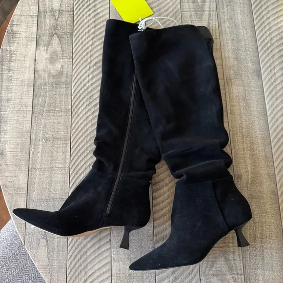Gianni Bini Red Slouchy Leather Suede Knee High Boots