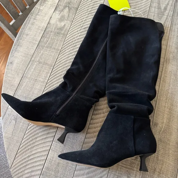 Gianni Bini Red Slouchy Leather Suede Knee High Boots