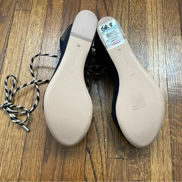 Gianvito Rossi Navy Suede Platform Wedge Wrap Sandals