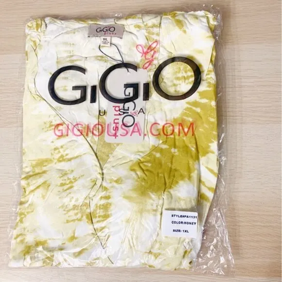 Gigio | Sunburst Golden Tie Dye Peek A Boo Slit Surplice Maxi Dress New 1X Plus