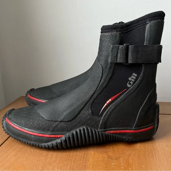 Gill Trapeze Boots Men's Black and Red Sailing Wetsuit Diving Boots 7.5 8