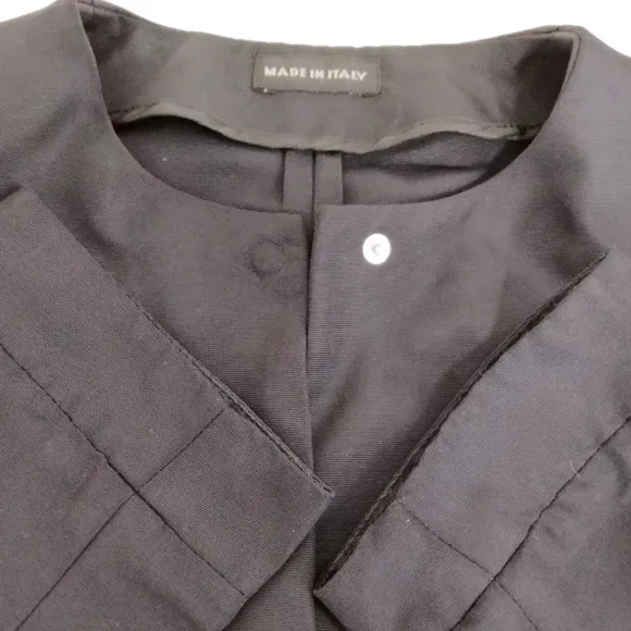 [Giorgio Armani] Black Nylon Long-Sleeve Button Blazer Jacket Ladies EU 38/US 2