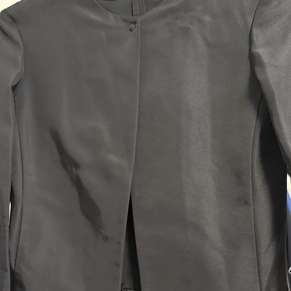 [Giorgio Armani] Black Nylon Long-Sleeve Button Blazer Jacket Ladies EU 38/US 2