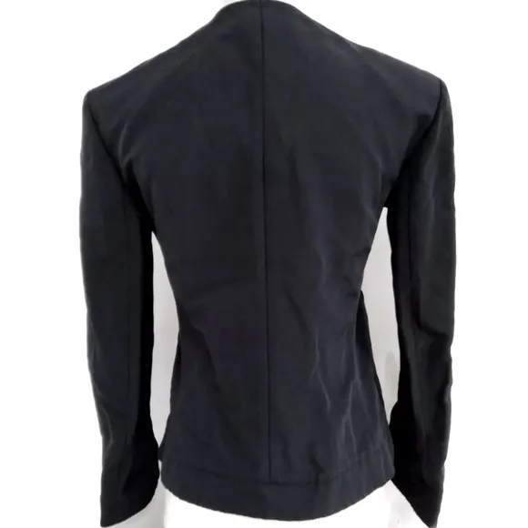 [Giorgio Armani] Black Nylon Long-Sleeve Button Blazer Jacket Ladies EU 38/US 2
