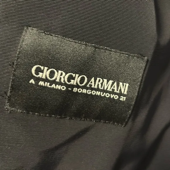 [Giorgio Armani] Black Nylon Long-Sleeve Button Blazer Jacket Ladies EU 38/US 2