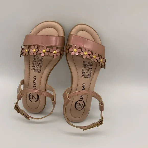 Girls Ankle strap Flat Sandals, Bareal Terracota Size 30 EU 12.5 US