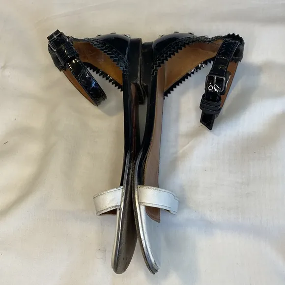 Givenchy 2 Tone Flat Ankle Wrap Sandals