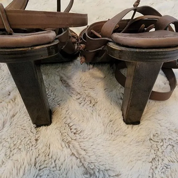 GIVENCHY BLOCK MULTI STRAPE KNOTTED ANKLE WRAP SANDALS SIZE 39.5 (9)