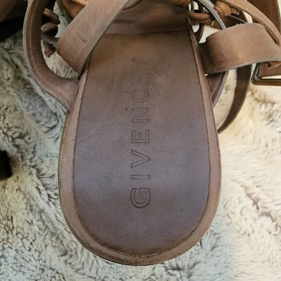 GIVENCHY BLOCK MULTI STRAPE KNOTTED ANKLE WRAP SANDALS SIZE 39.5 (9)