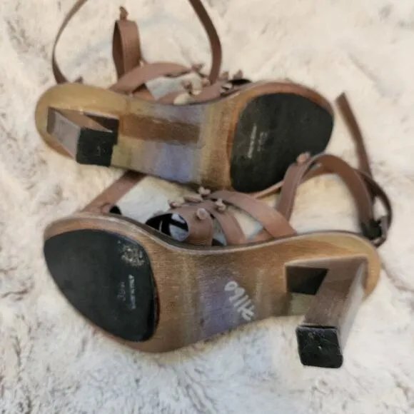 GIVENCHY BLOCK MULTI STRAPE KNOTTED ANKLE WRAP SANDALS SIZE 39.5 (9)