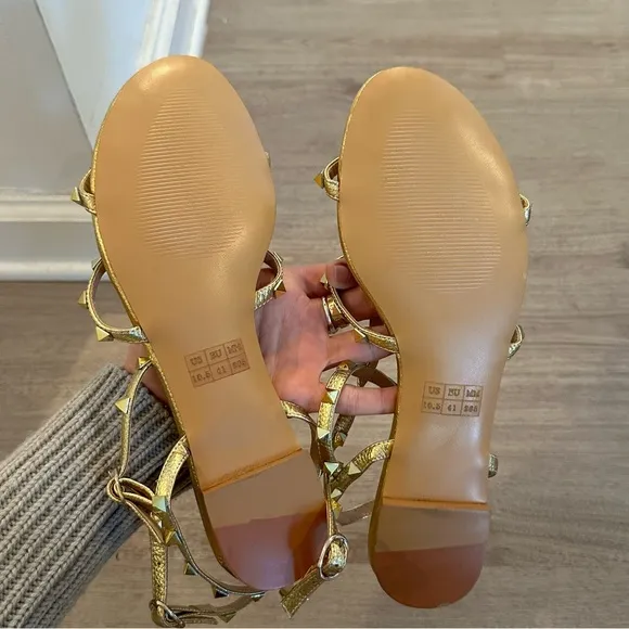 Gold Studs Strap Flat Sandals