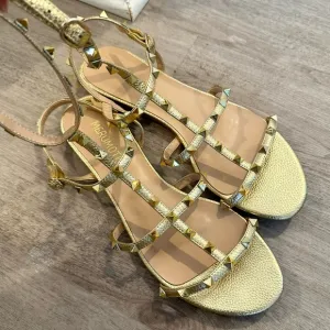 Gold Studs Strap Flat Sandals