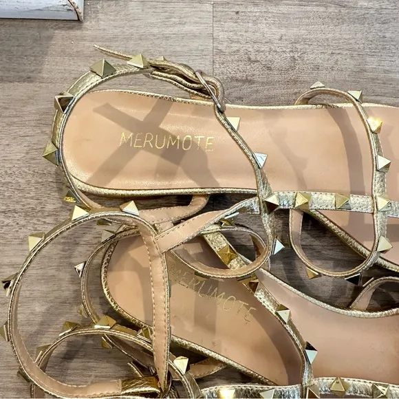 Gold Studs Strap Flat Sandals