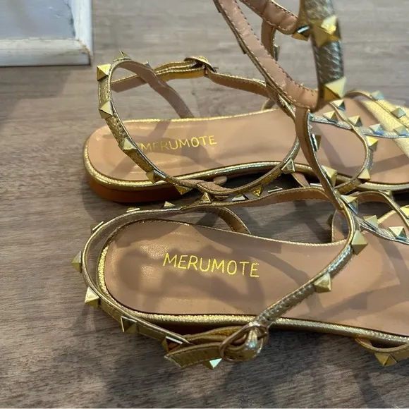 Gold Studs Strap Flat Sandals