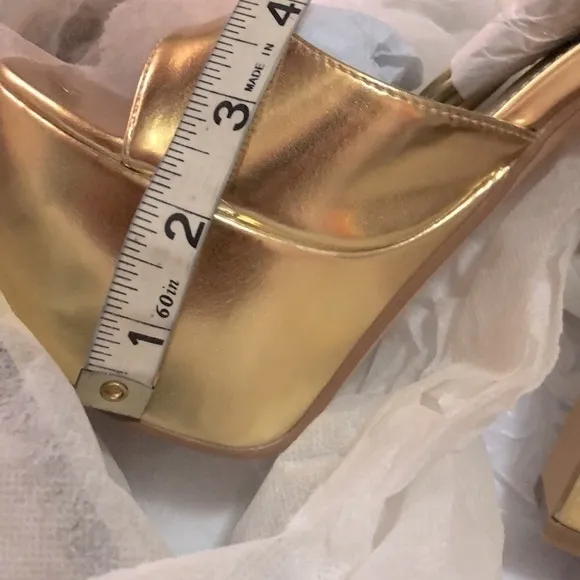 GOLDEN platform sandals heels ankles straps wrap.