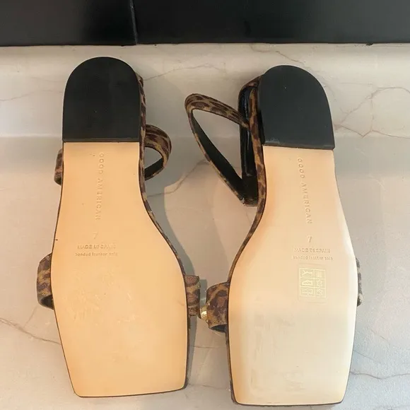 Good American Ankle Strap Sandals Leopard size 7