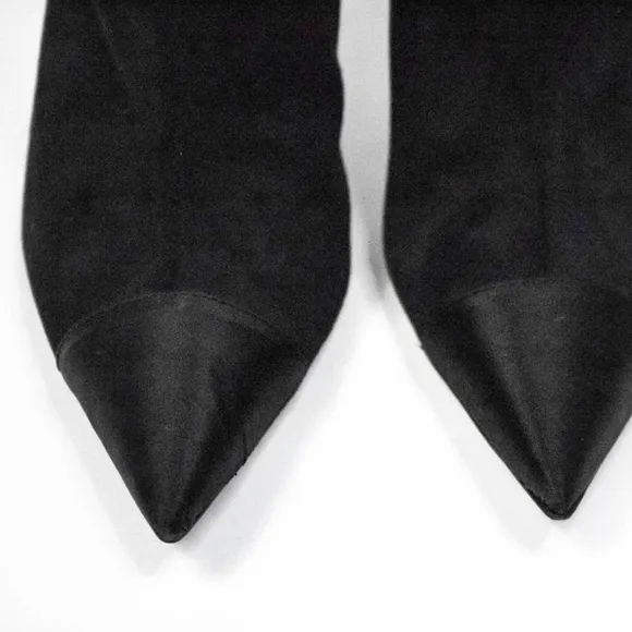 Good American Black Suede Over The Knee Boots Size 7.5 Thigh High Heeled Boots