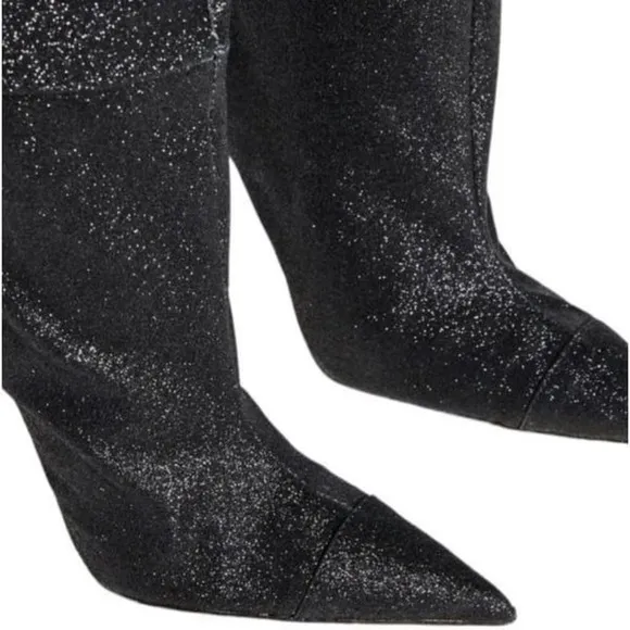 GOOD AMERICAN NEW GLITTER THIGH HIGH SLOUCHY BOOTS